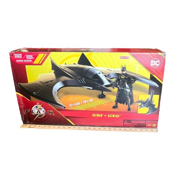 NEW DC Comics The Flash BATWING & BATMAN 27" 4" Action Figure Bat Plane Set BOX - Picture 1 of 12